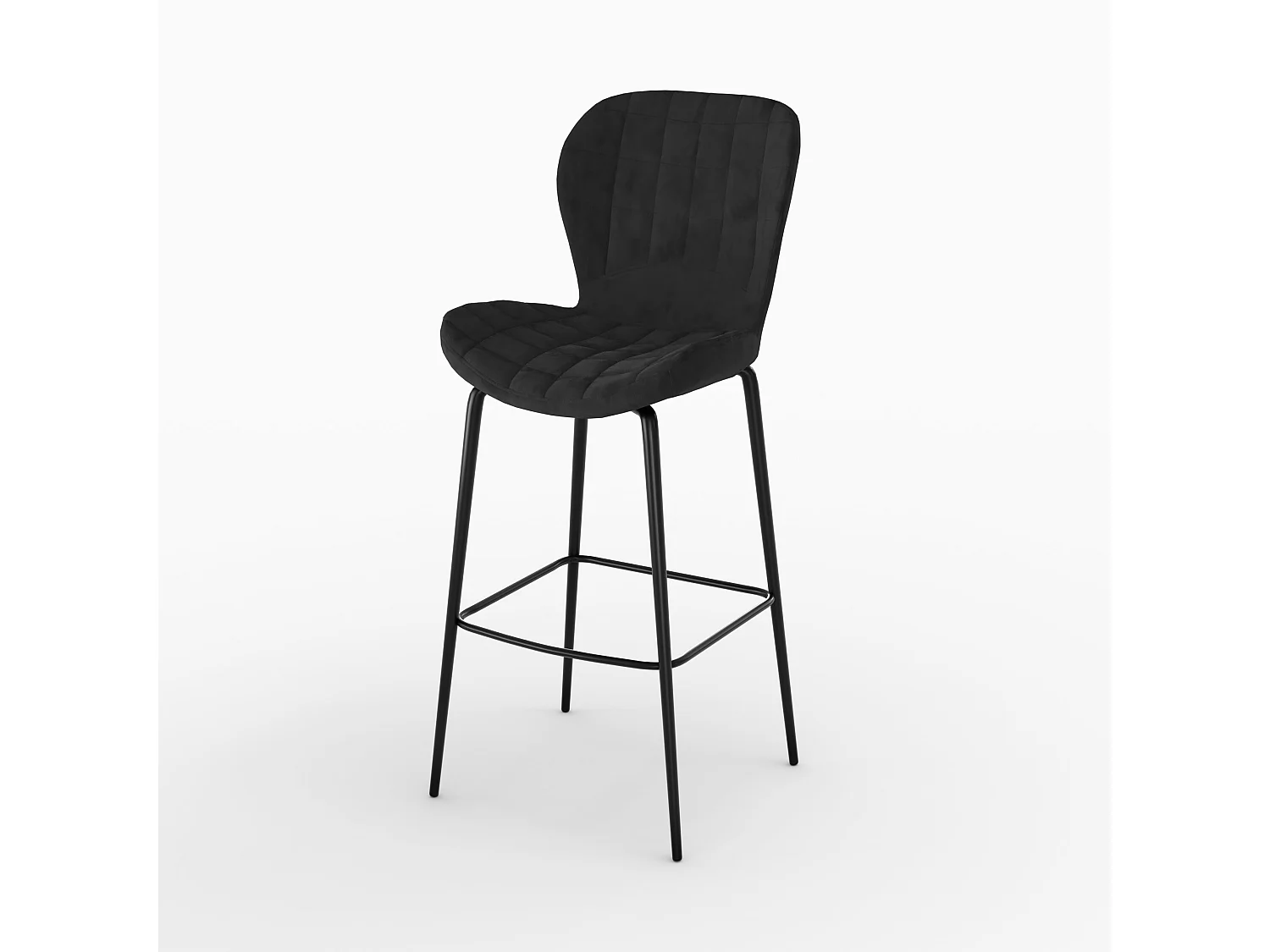 Lot de 2 chaises de bar en velours noir 75 cm - Mazzia