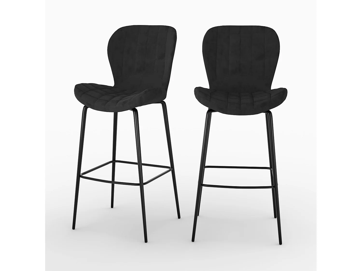 Set de 2 sillas de bar en terciopelo negro 75 cm - Mazzia