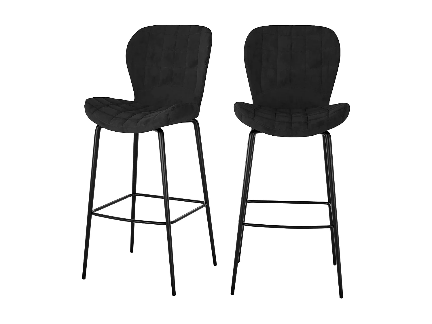 Lot de 2 chaises de bar en velours noir 75 cm - Mazzia