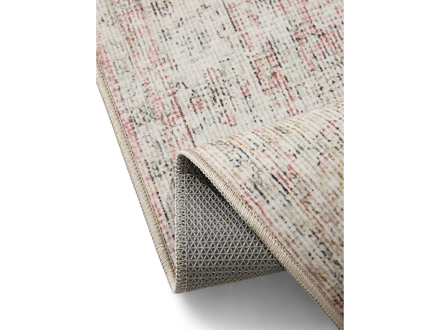 Tapis de couloir lavable George Beige/Rose 80x240 cm