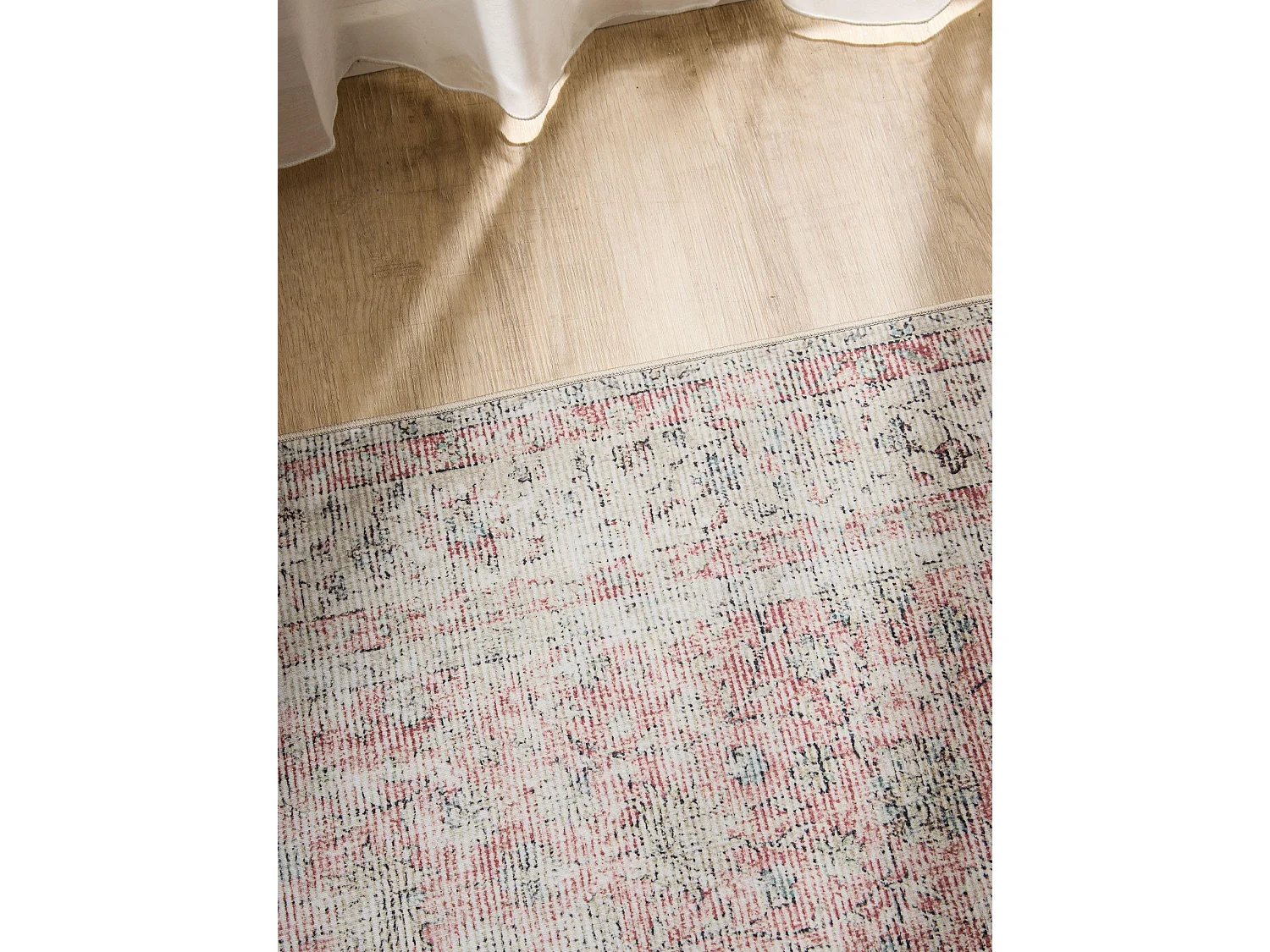 Tapis de couloir lavable George Beige/Rose 80x240 cm