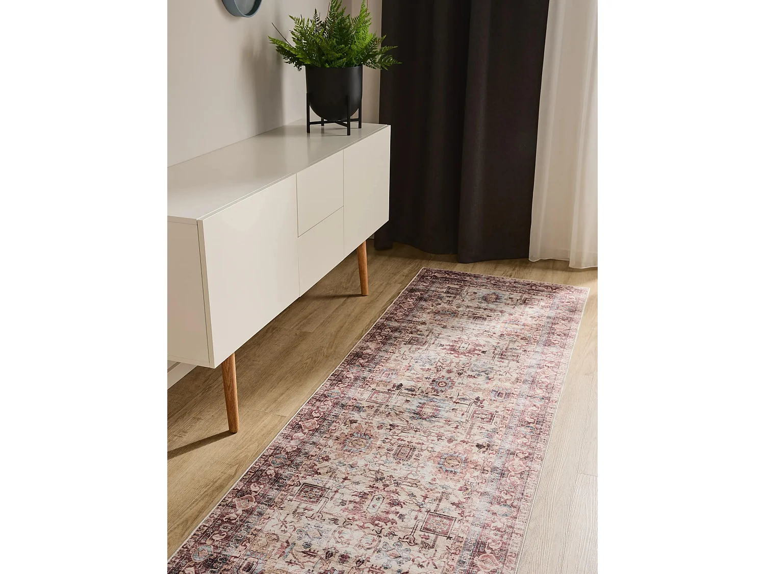 Tapis de couloir lavable George Multicouleur/Fuchsia 80x240 cm