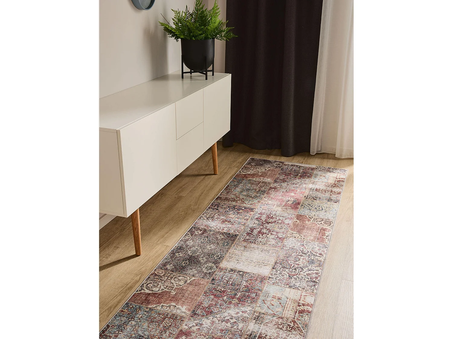 Tapis de couloir lavable George Multicouleur/Marron 80x240 cm