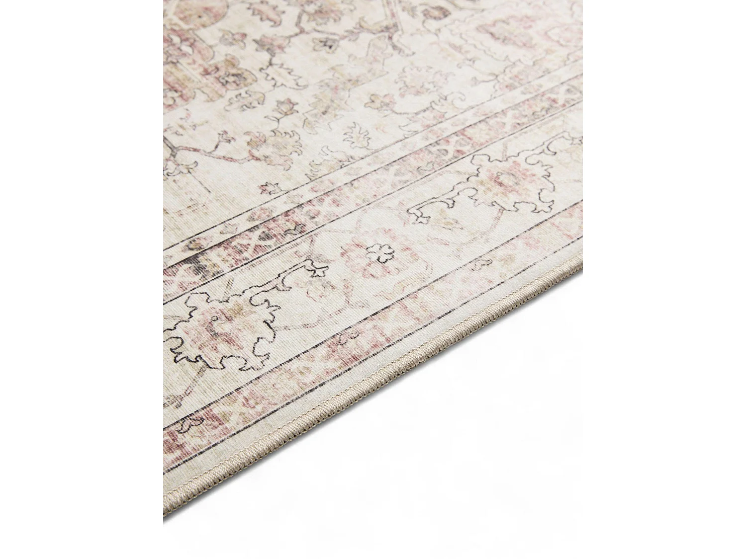 Tapis de couloir lavable George Rose/Beige 80x240 cm