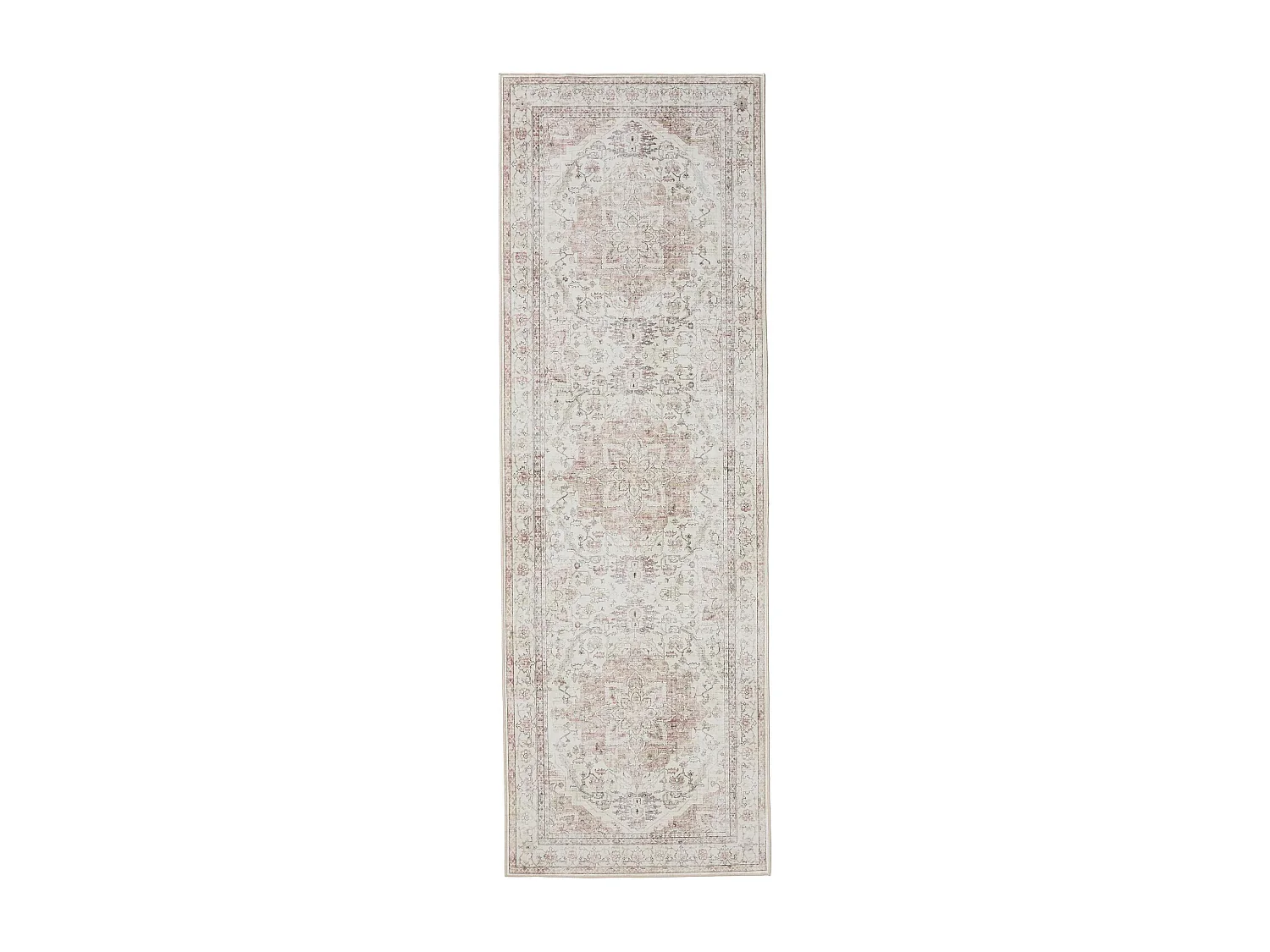 Tapis de couloir lavable George Rose/Beige 80x240 cm