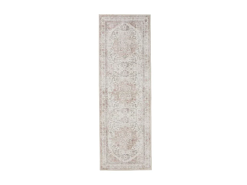 Tapis de couloir lavable George Rose/Beige 80x240 cm