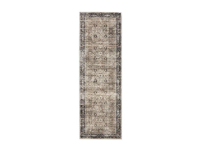 Tapis de couloir lavable George Anthracite/Taupe 80x240 cm