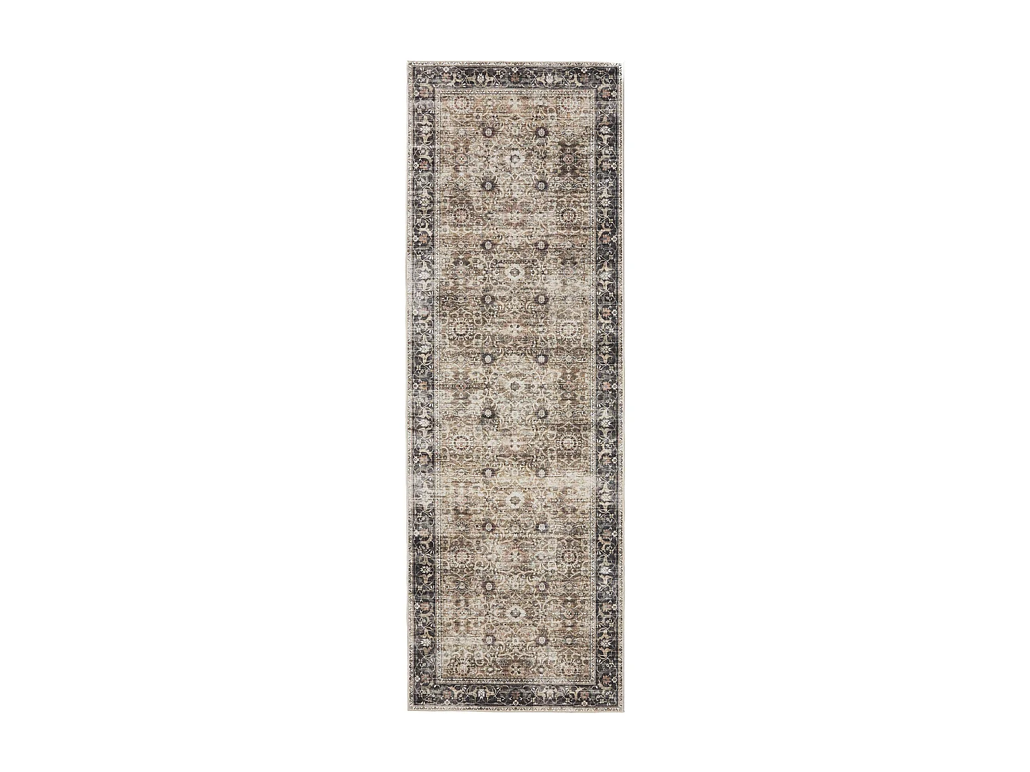 Tapis de couloir lavable George Anthracite/Taupe 80x240 cm