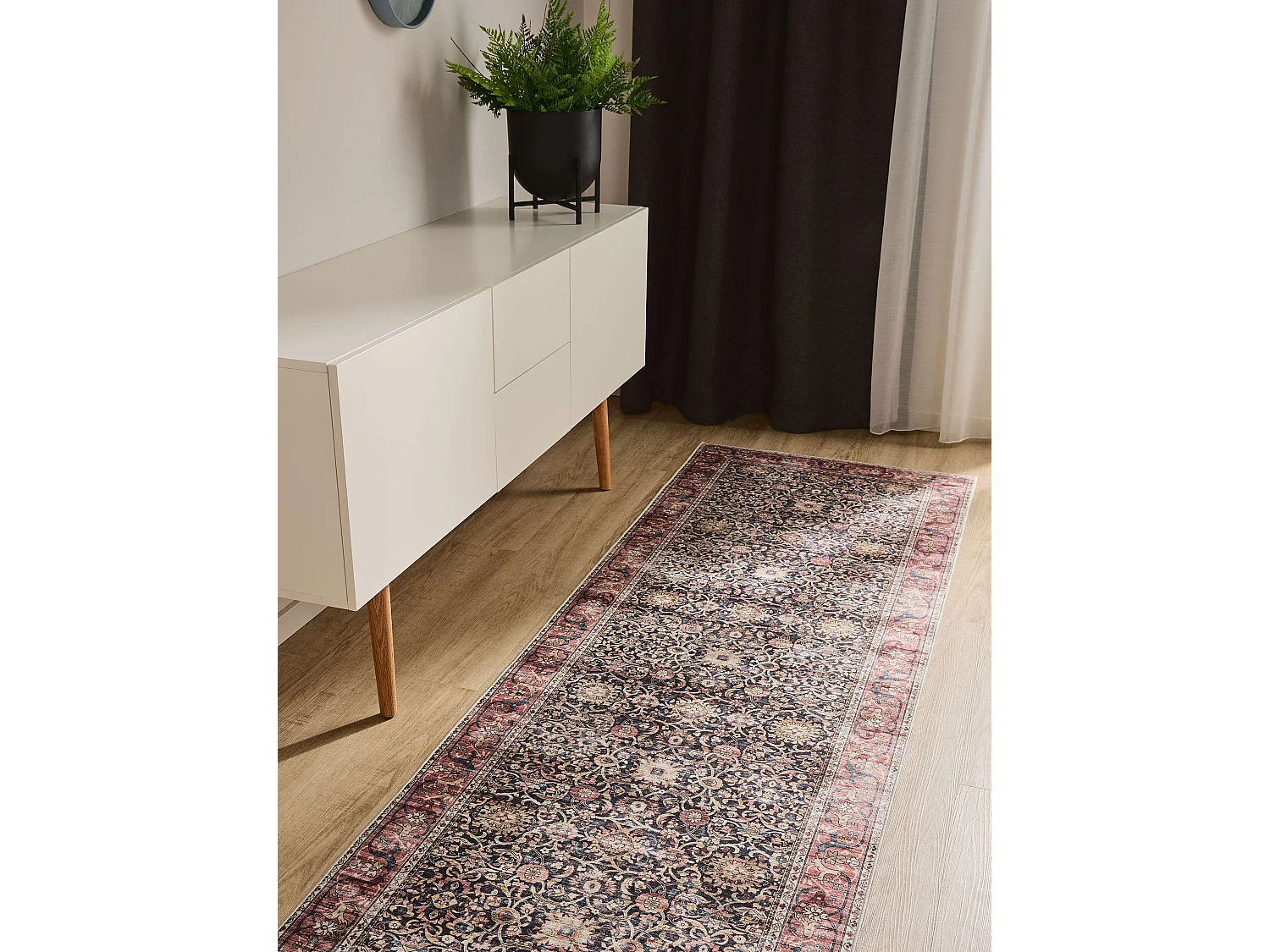 Tapis de couloir lavable George Multicouleur/Rouge 80x240 cm