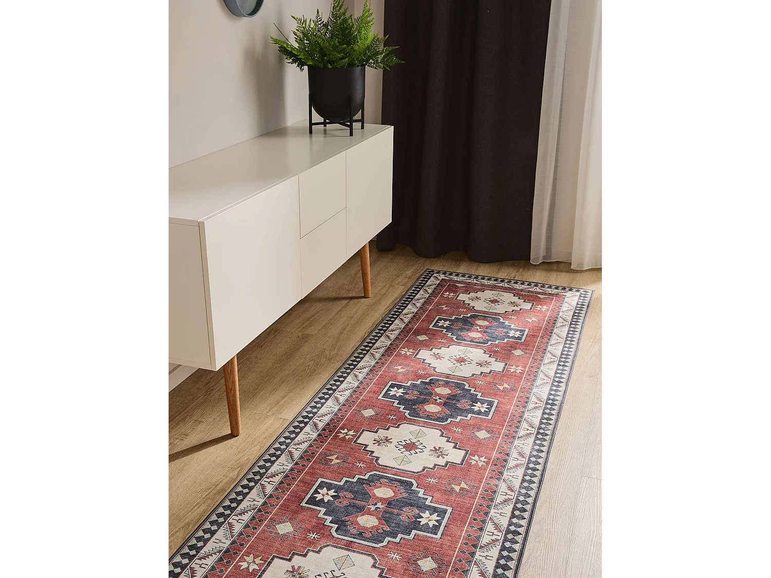 Tapis de couloir lavable George Multicouleur/Bleu 80x240 cm