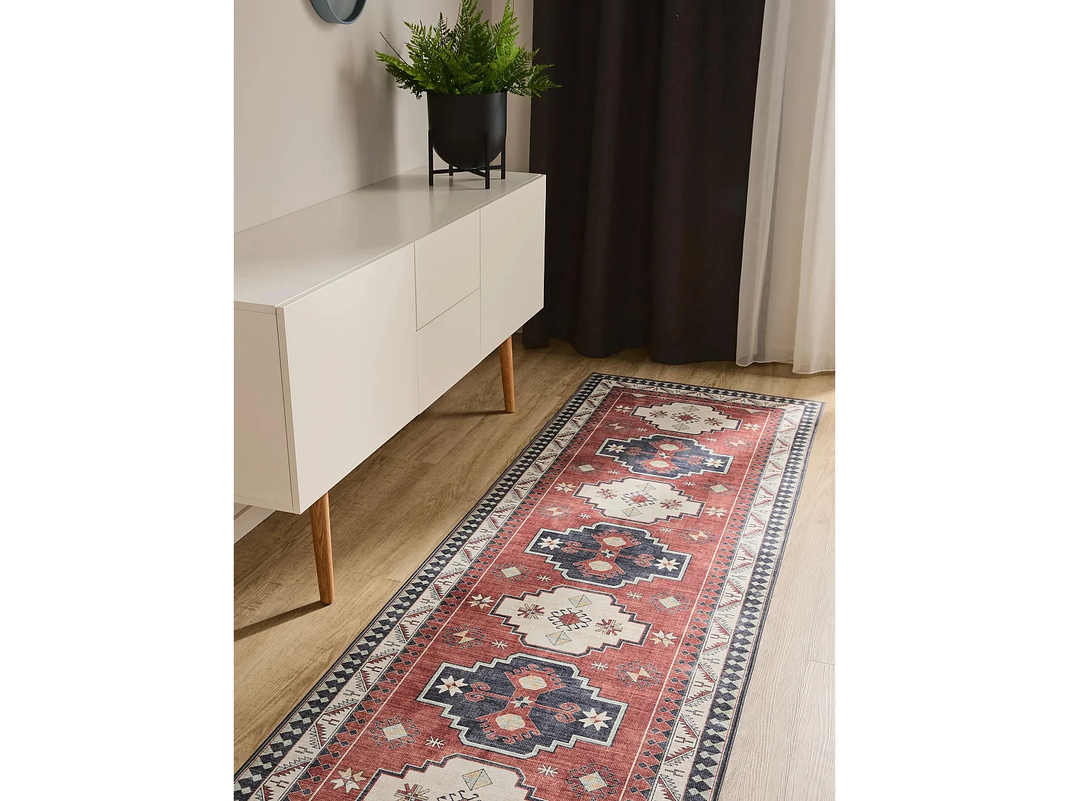 Tapis de couloir lavable George Multicouleur/Bleu 80x240 cm