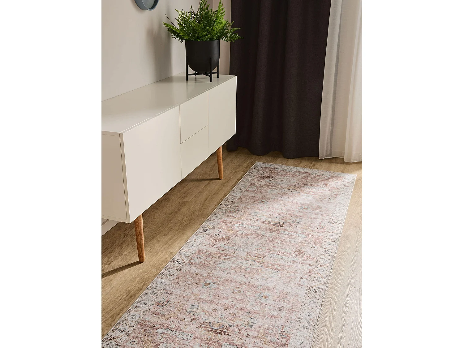 Tapis de couloir lavable George Rose 80x240 cm