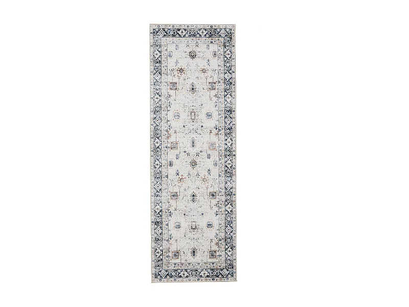 Tapis de couloir lavable George Crème/Gris 80x240 cm