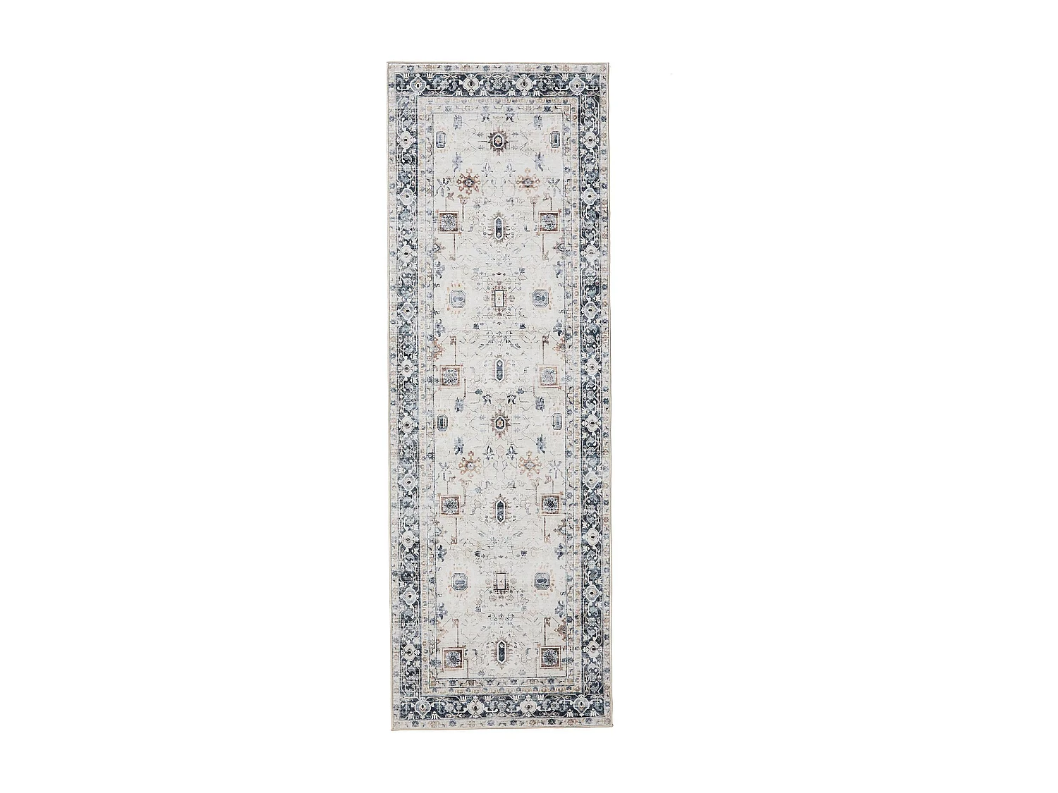 Tapis de couloir lavable George Crème/Gris 80x240 cm