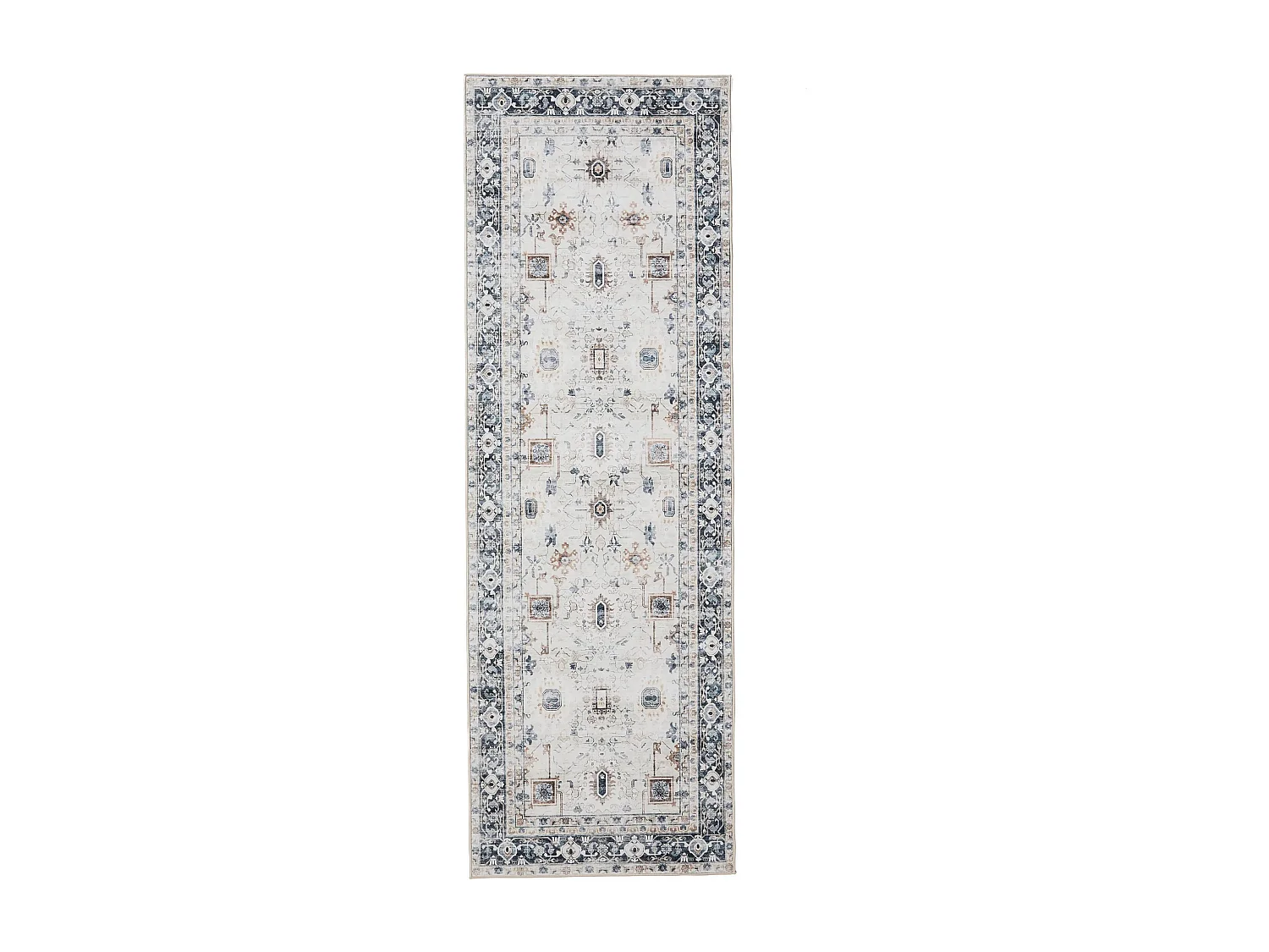 Tapis de couloir lavable George Crème/Gris 80x240 cm