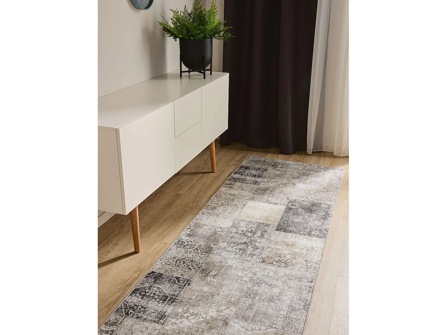 Tapis de couloir lavable George Gris 80x240 cm