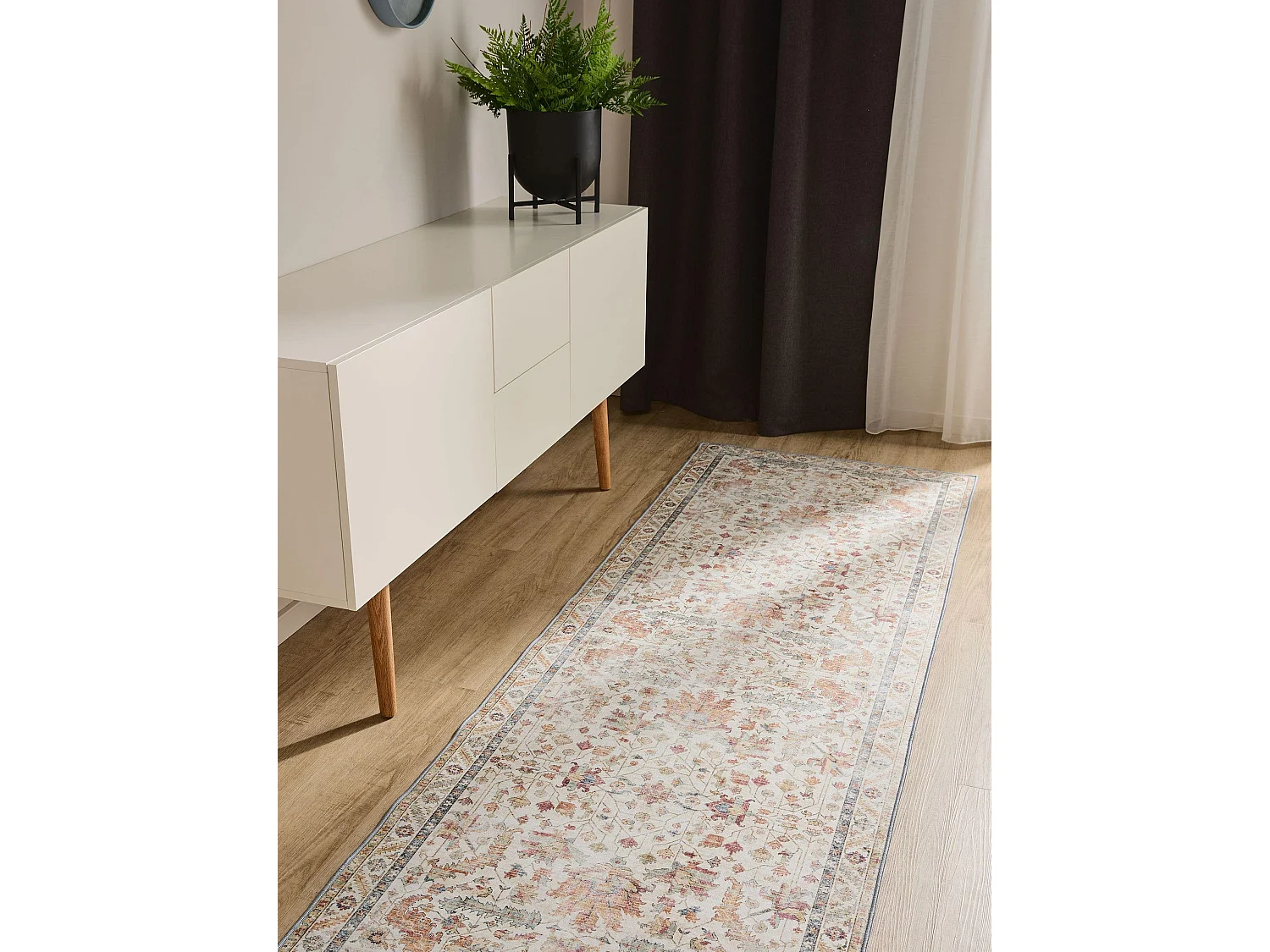 Tapis de couloir lavable George Multicouleur/Beige 80x240 cm