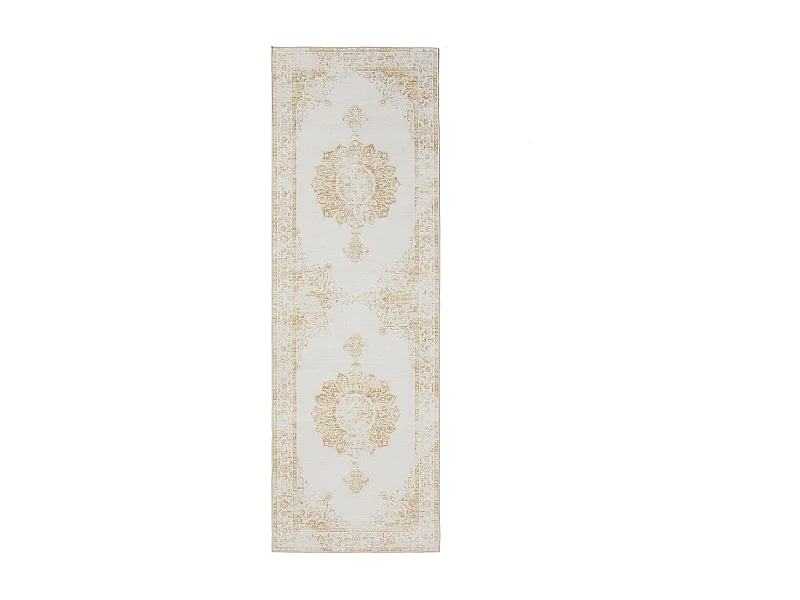 Tapis de couloir lavable George Crème/Jaune 80x240 cm