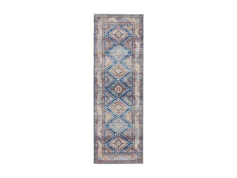 Tapis de couloir lavable George Bleu 80x240 cm