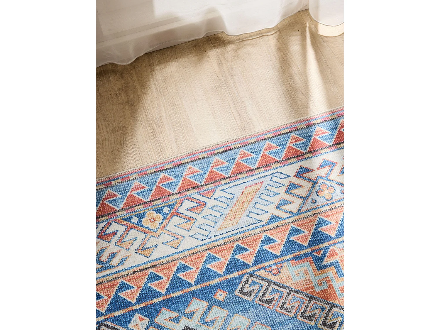 Tapis de couloir lavable George Bleu 80x240 cm
