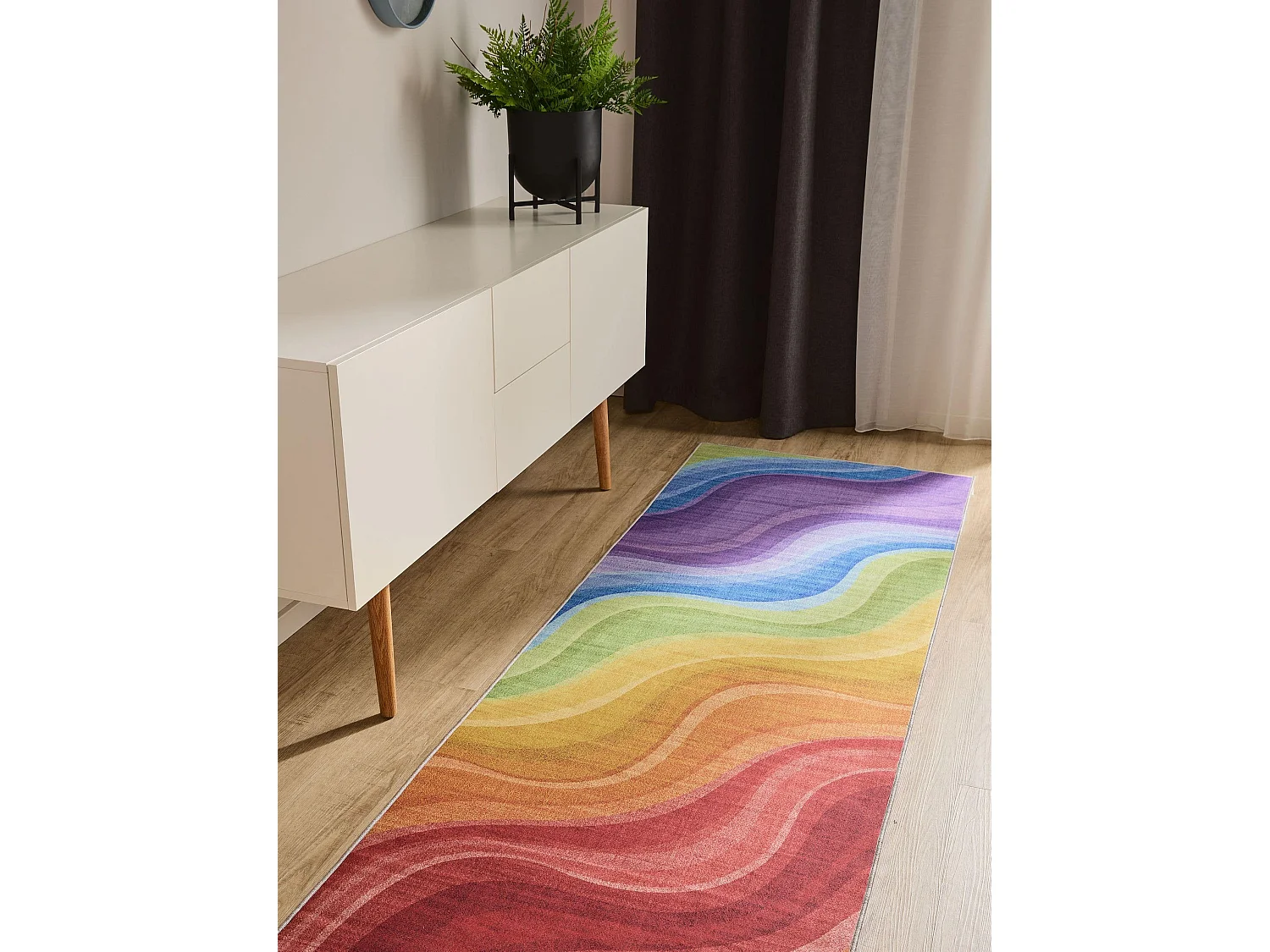 Tapis de couloir lavable George Multicouleur/Mauve 80x240 cm