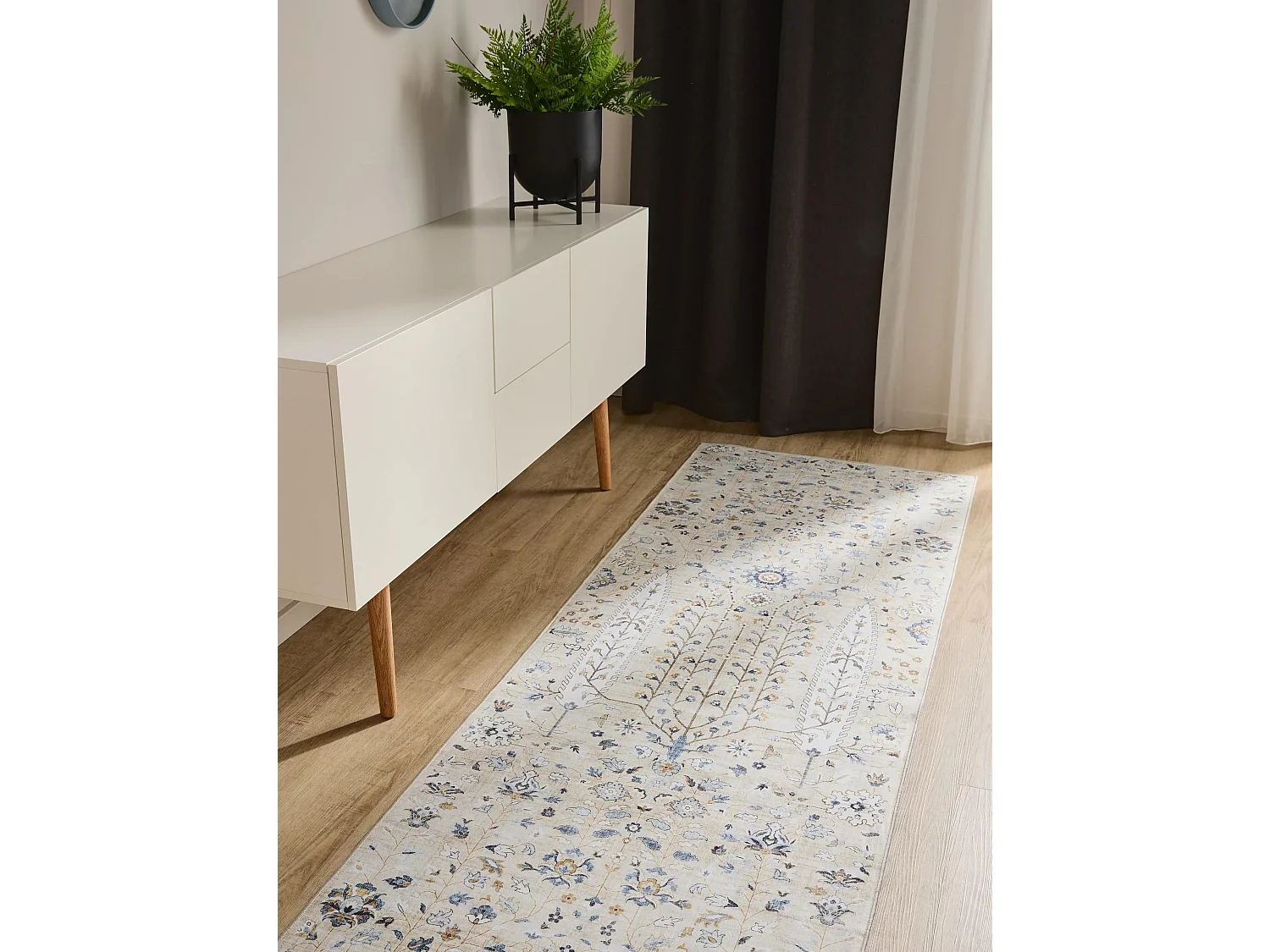 Tapis de couloir lavable George Beige 80x240 cm