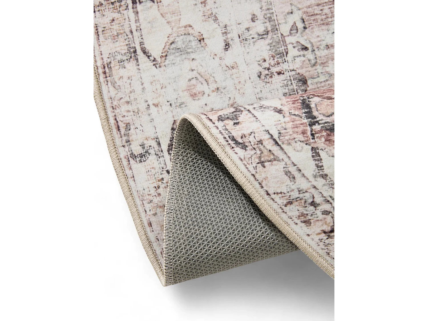 Tapis lavable George Crème/Taupe ø 120 cm rond