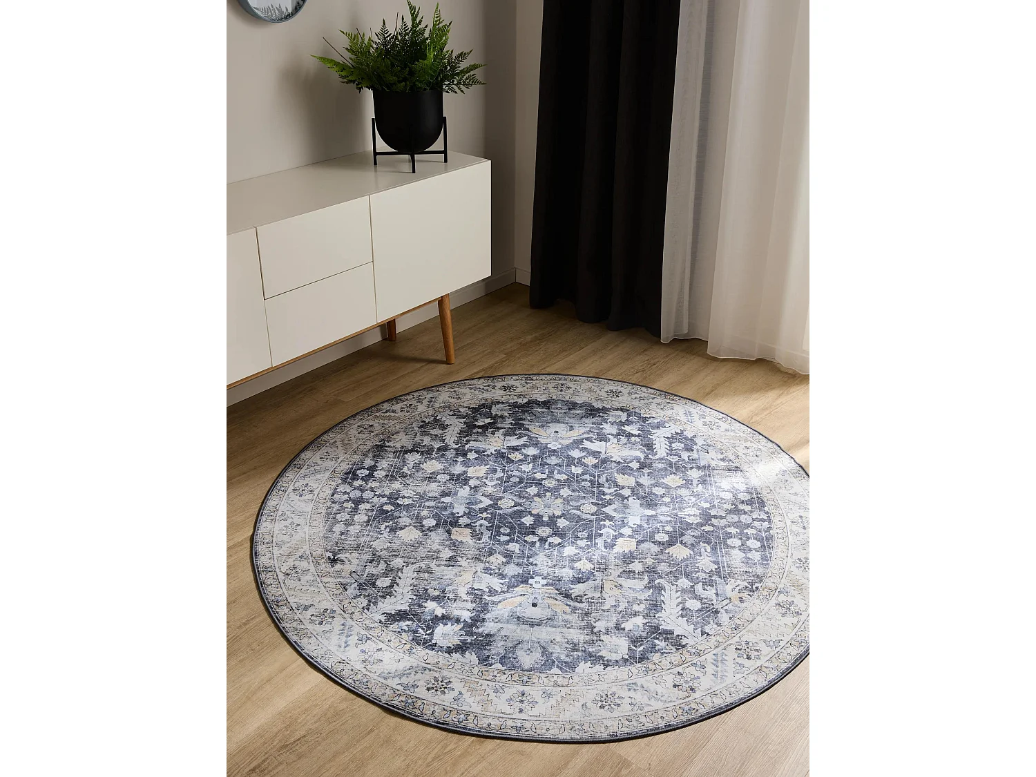 Tapis lavable George Bleu ø 160 cm rond