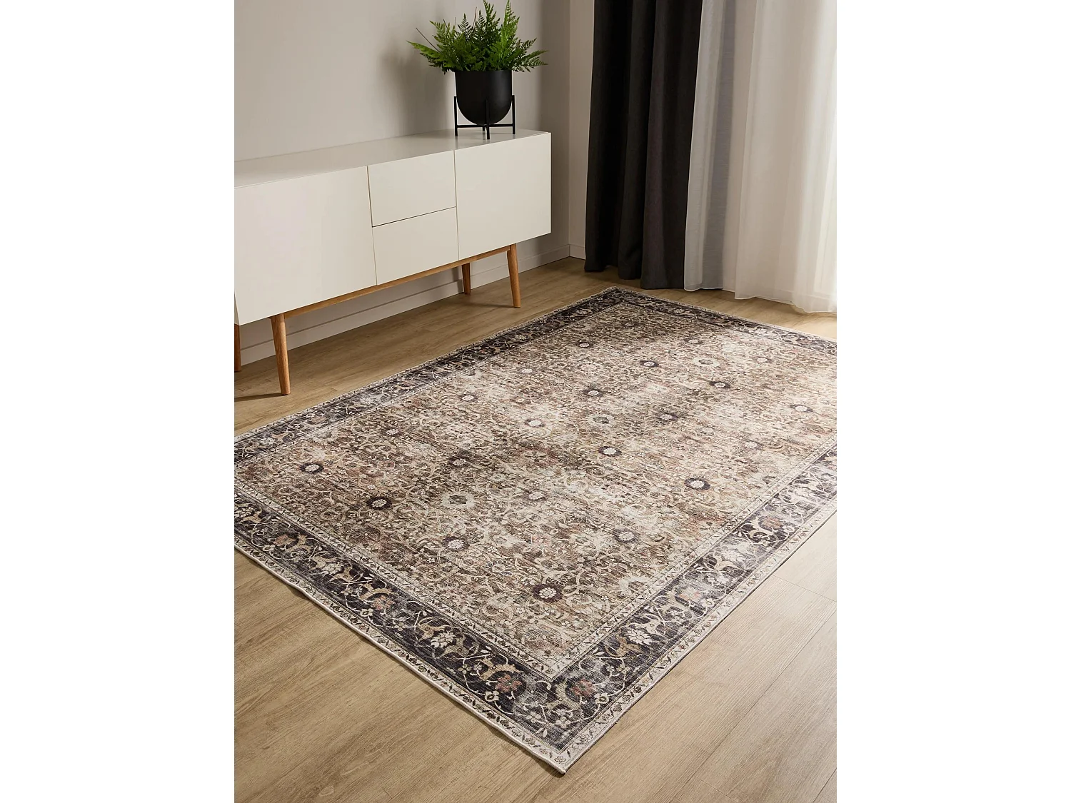 Tapis lavable George Anthracite/Taupe 240x340 cm