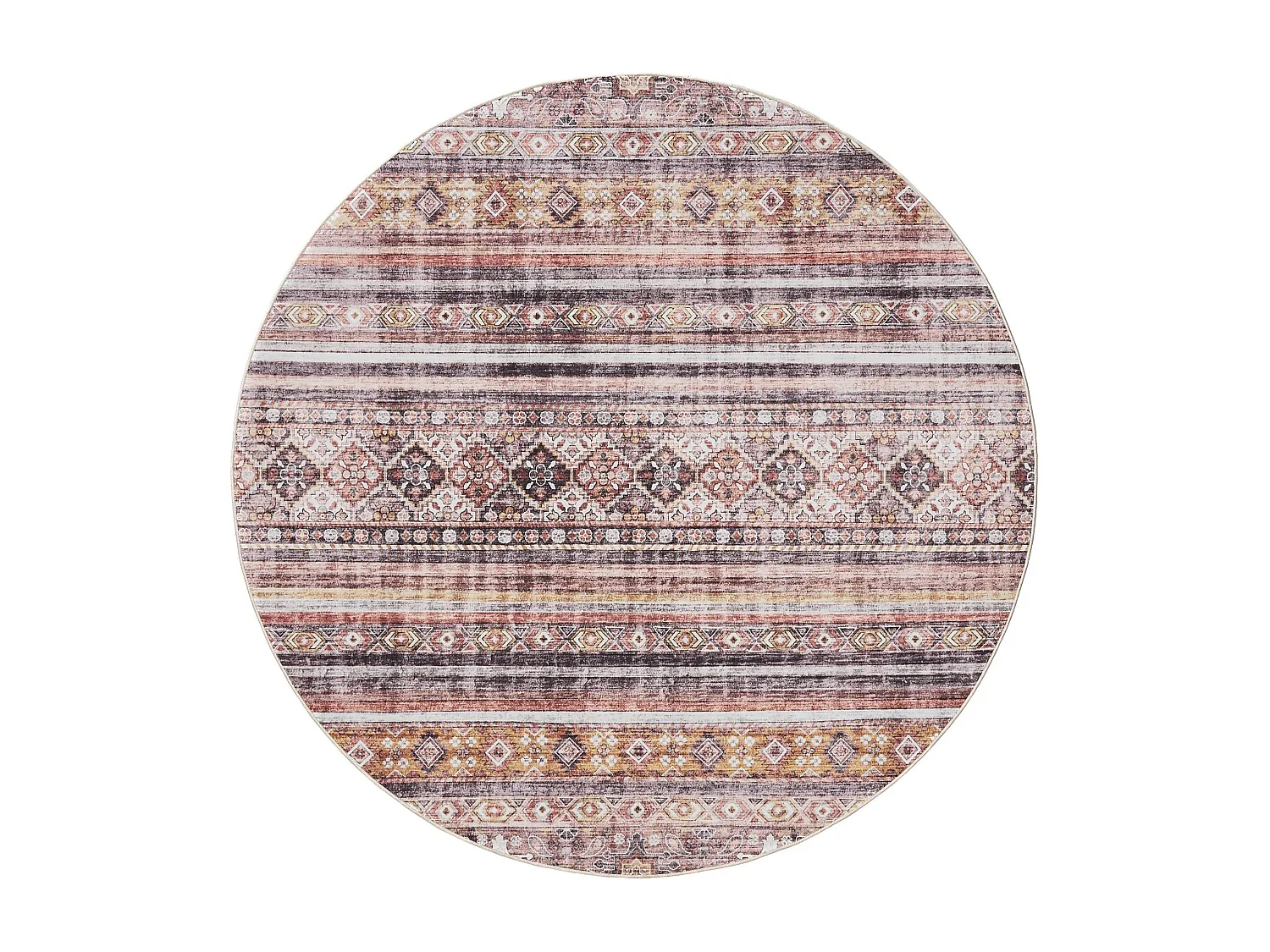 Tapis lavable George Multicouleur/Fuchsia ø 160 cm rond