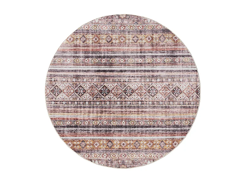 Tapis lavable George Multicouleur/Fuchsia ø 160 cm rond