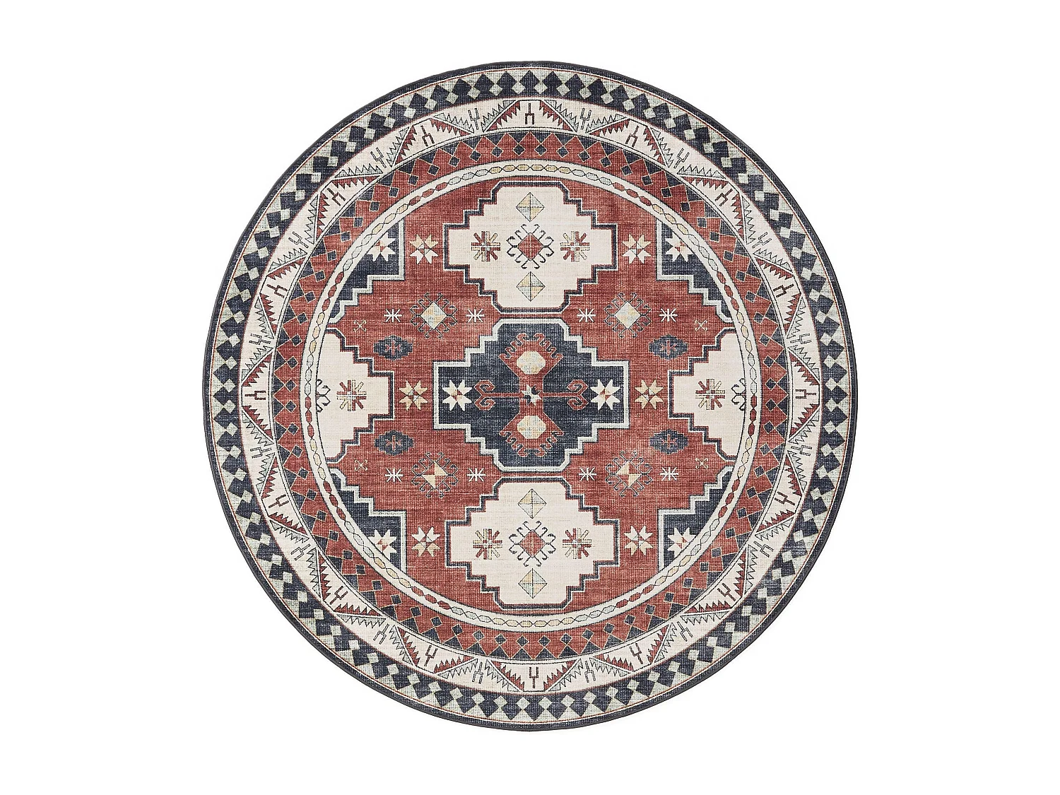 Tapis lavable George Multicouleur/Bleu ø 120 cm rond