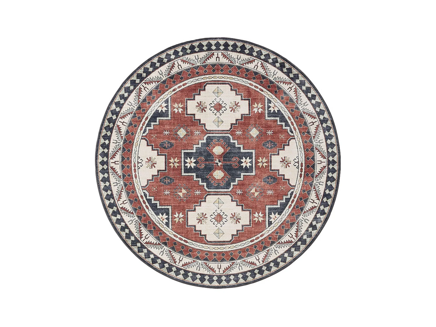 Tapis lavable George Multicouleur/Bleu ø 120 cm rond