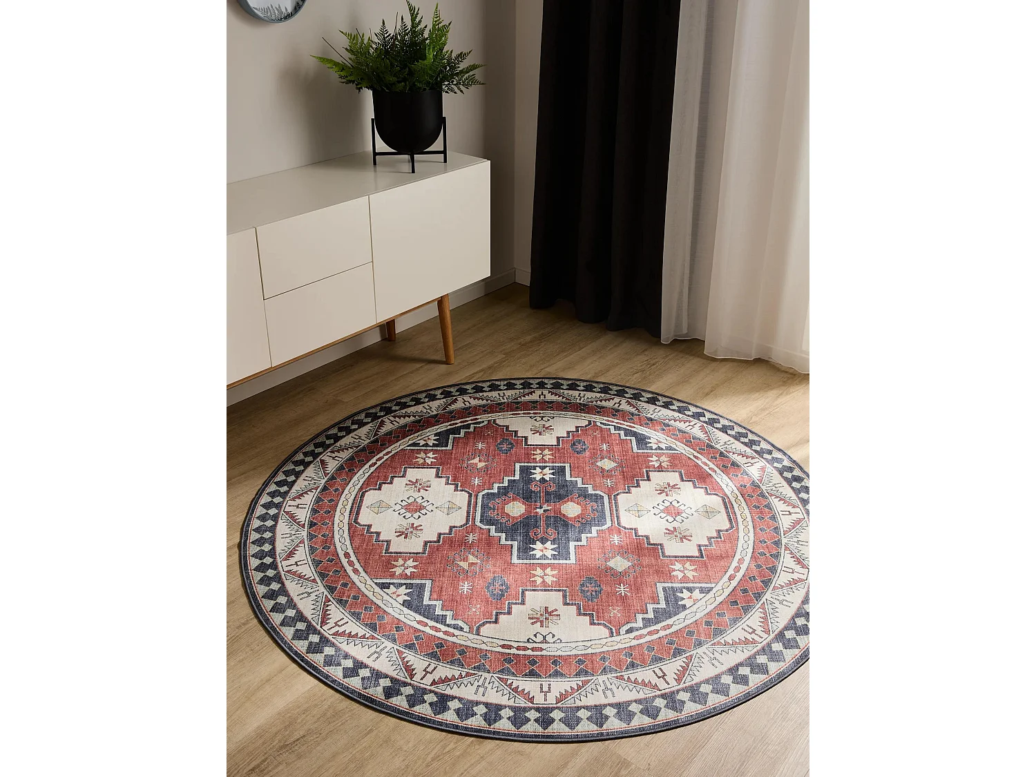 Tapis lavable George Multicouleur/Bleu ø 120 cm rond