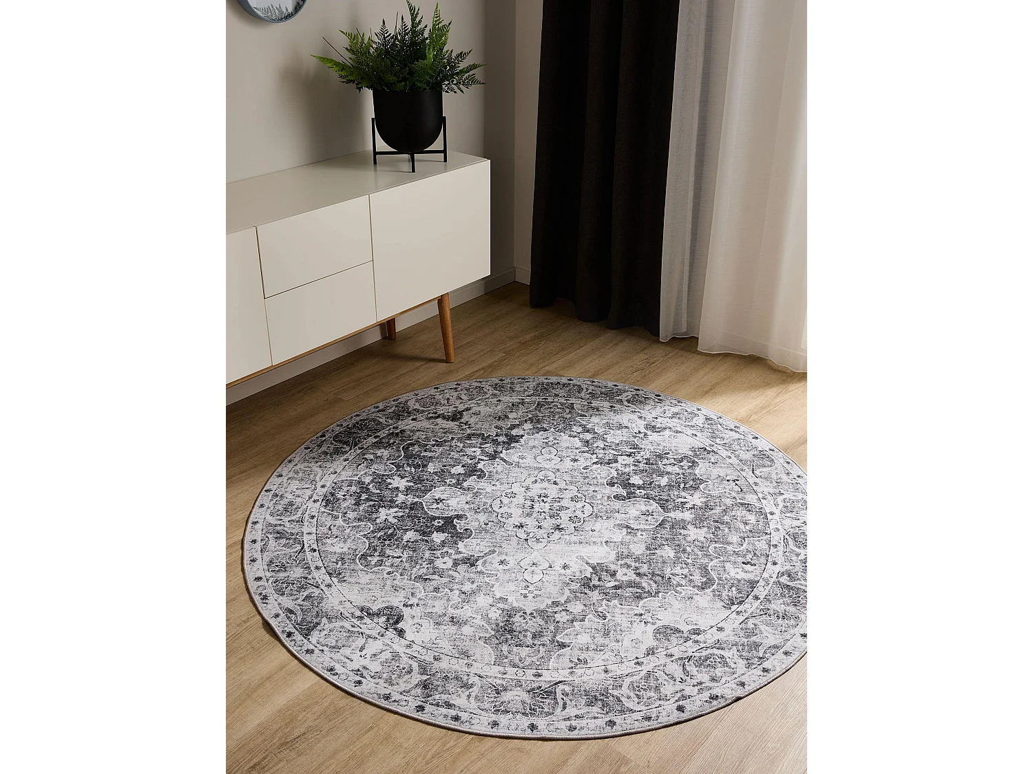 Tapis lavable George Anthracite ø 120 cm rond