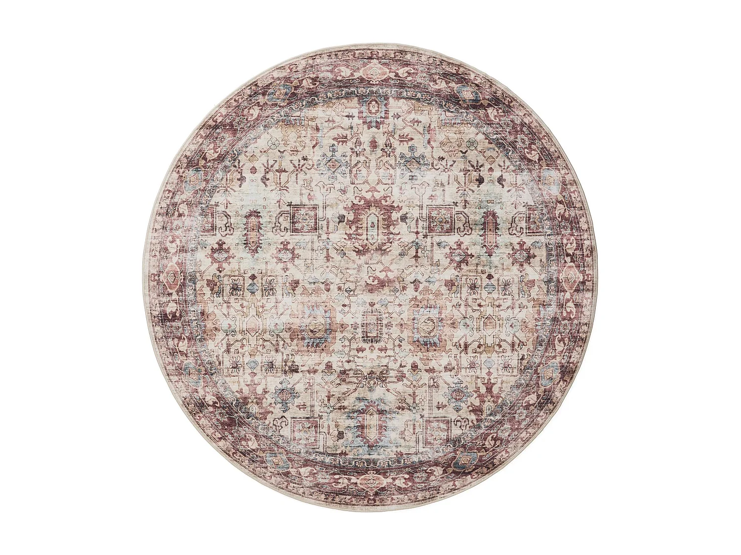 Tapis lavable George Multicouleur/Fuchsia ø 120 cm rond