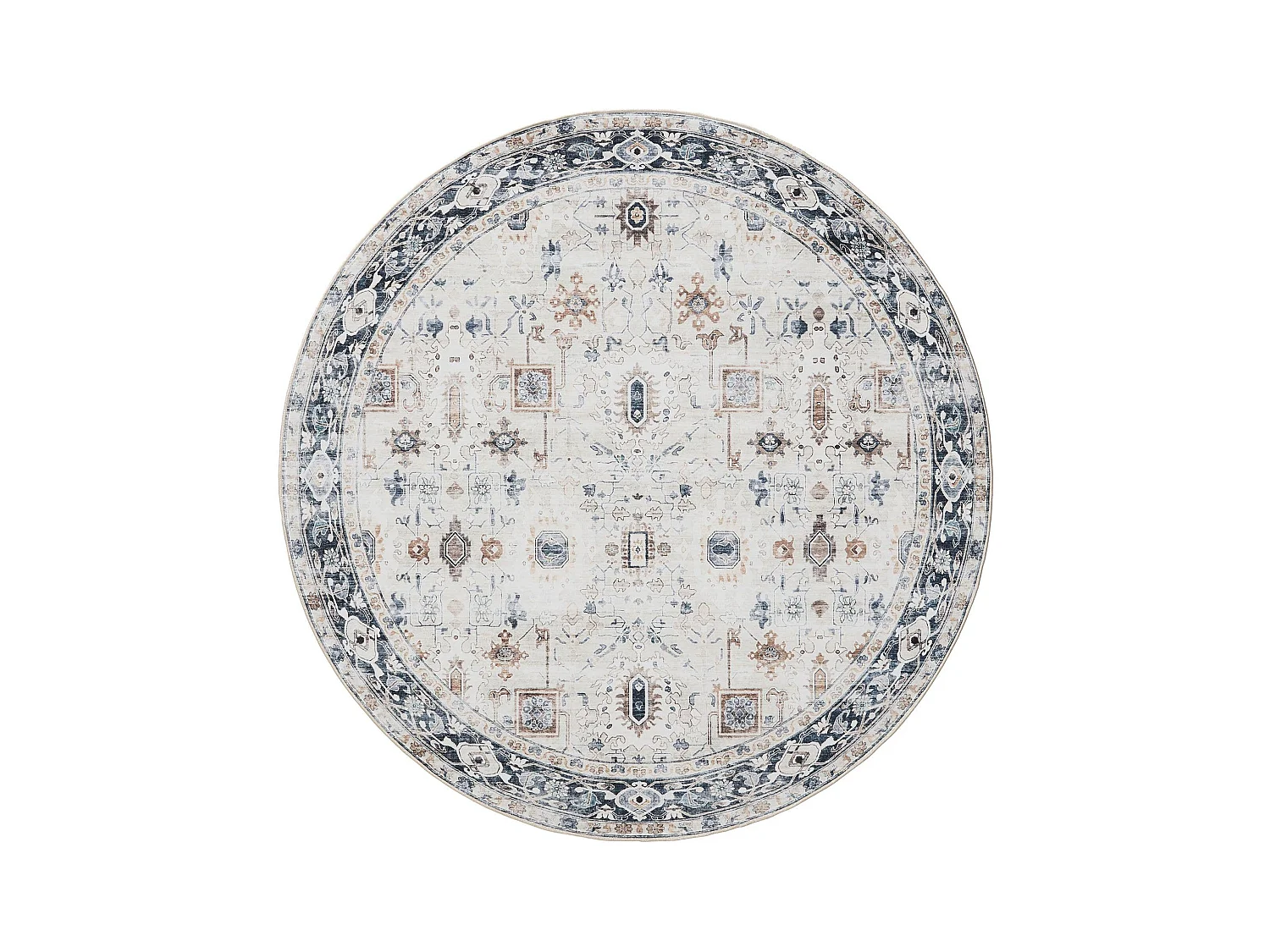 Tapis lavable George Crème/Gris ø 160 cm rond