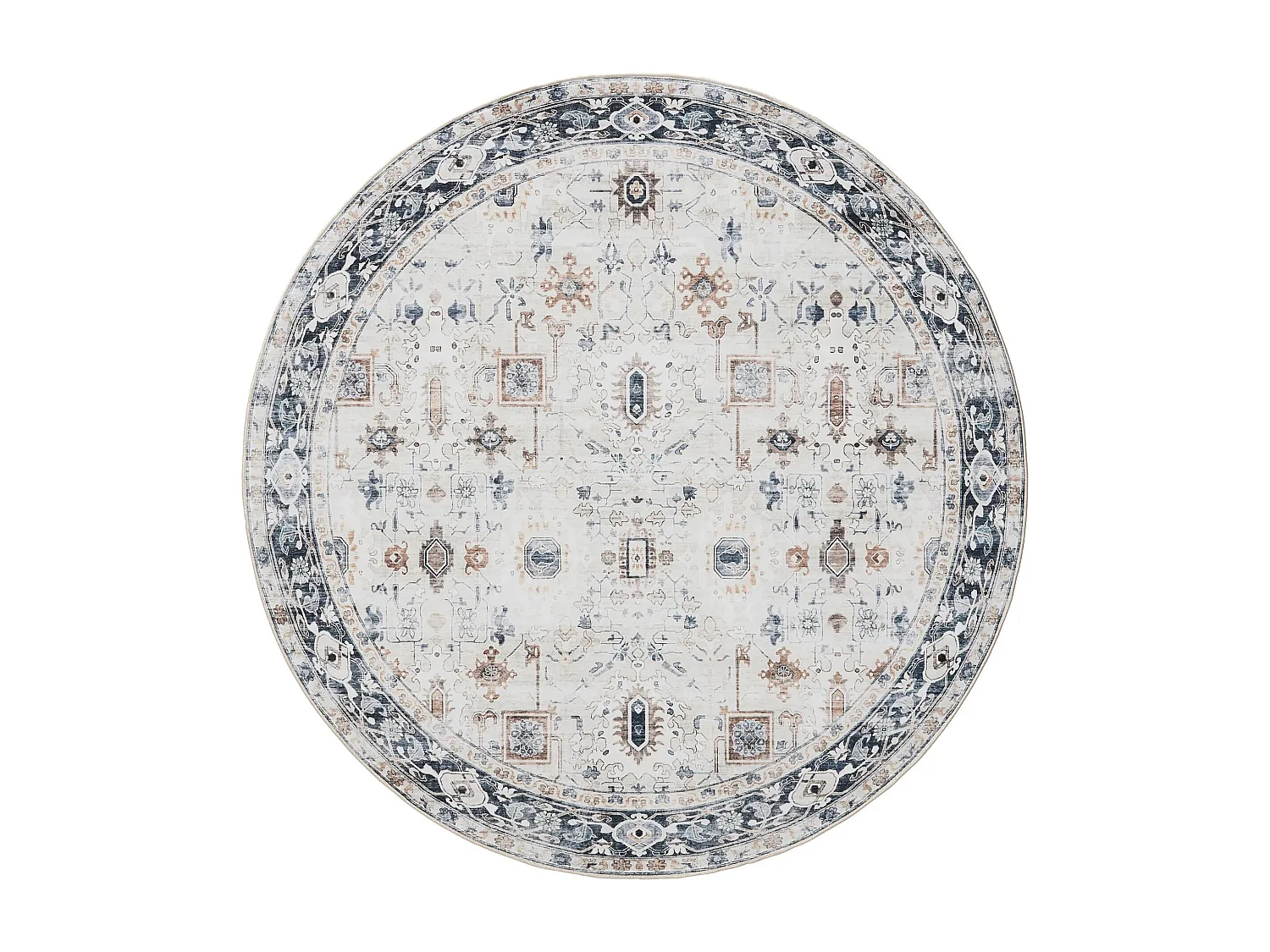 Tapis lavable George Crème/Gris ø 160 cm rond