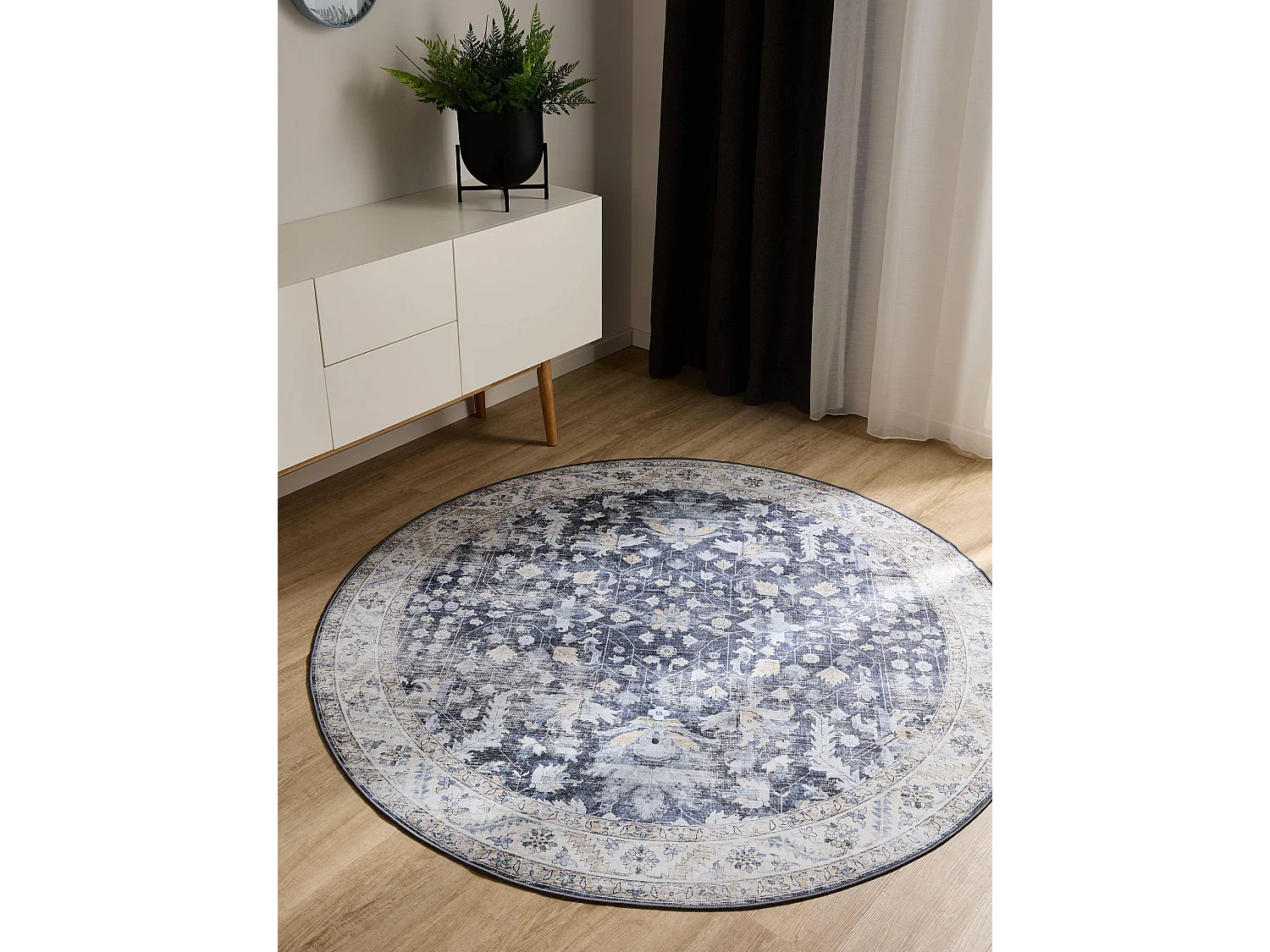 Tapis lavable George Bleu ø 120 cm rond