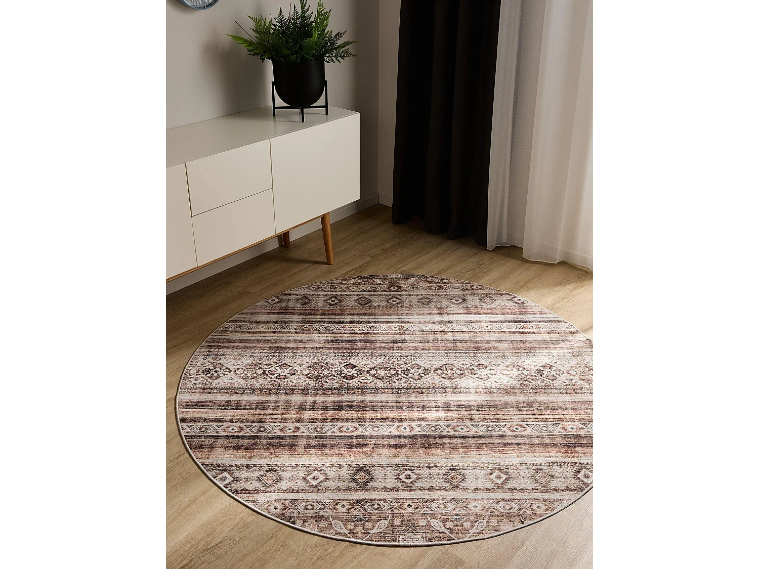 Tapis lavable George Marron ø 120 cm rond