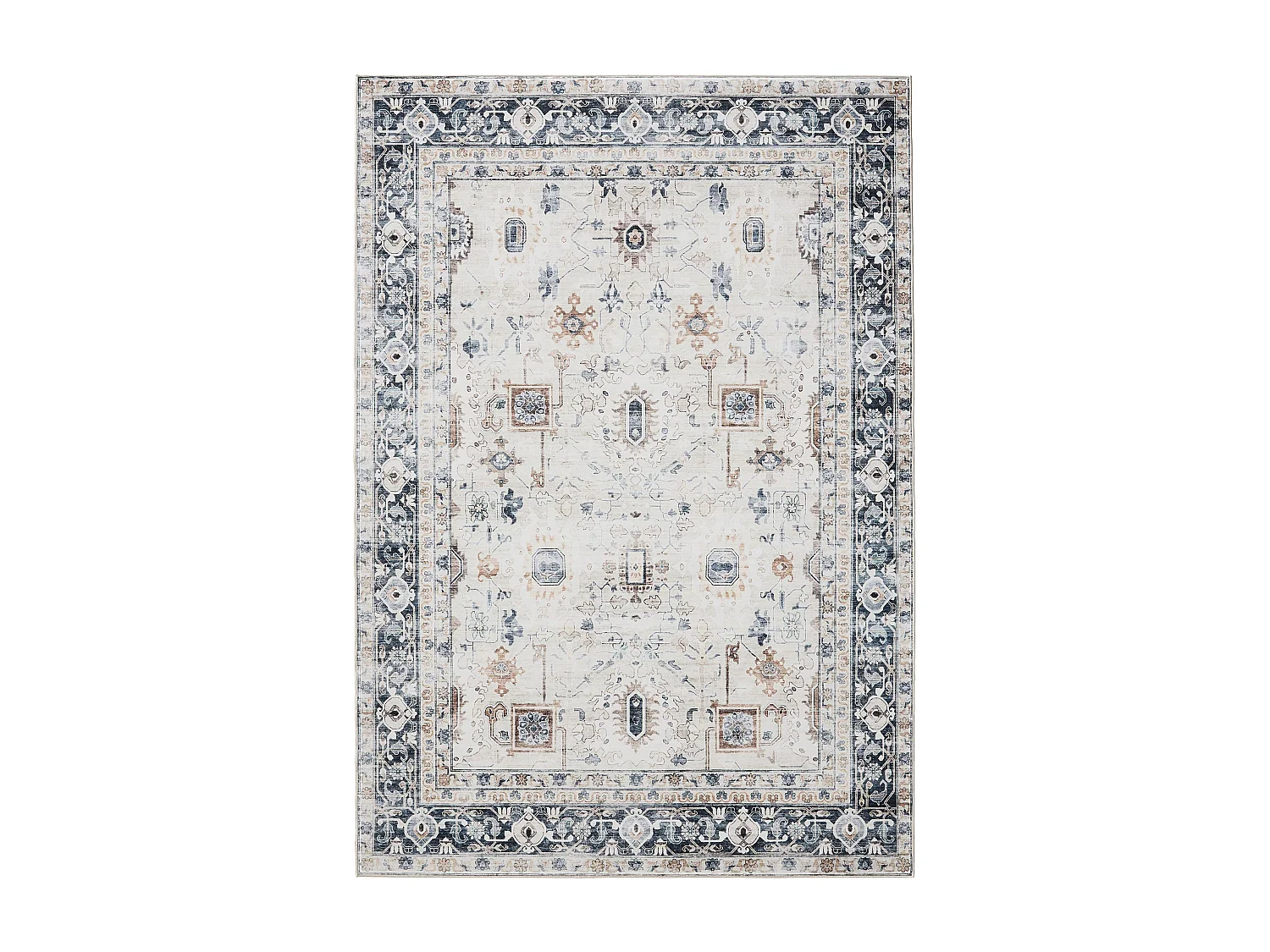 Tapis lavable George Crème/Gris 200x300 cm