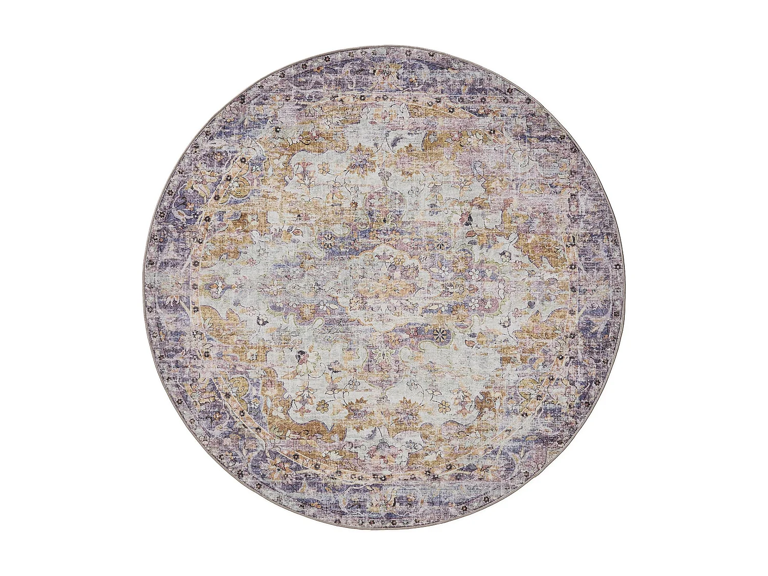 Tapis lavable George Multicouleur/Mauve ø 120 cm rond