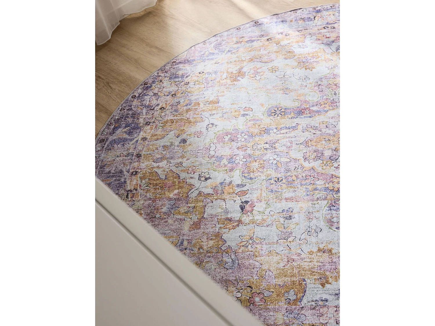 Tapis lavable George Multicouleur/Mauve ø 120 cm rond