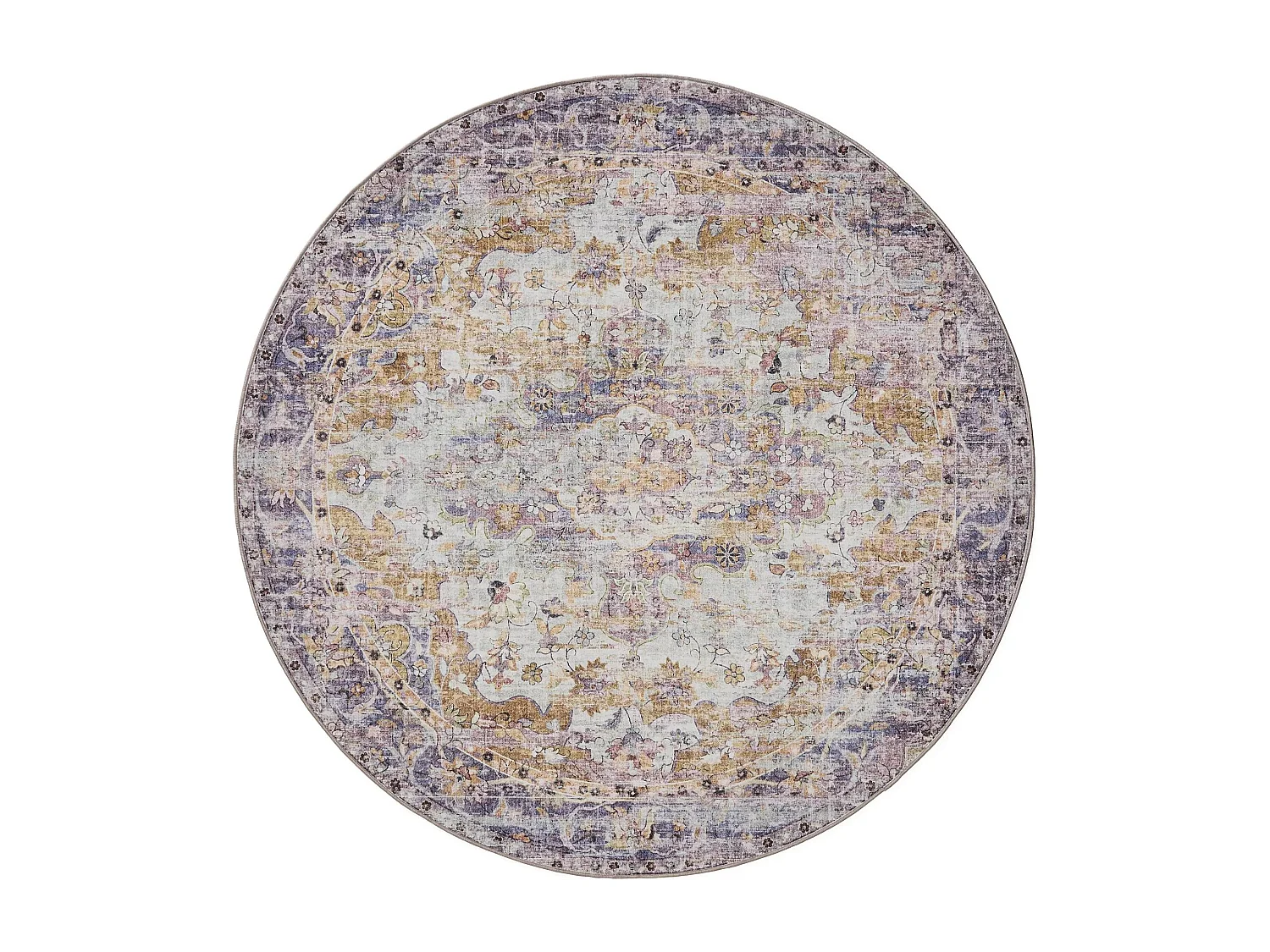 Tapis lavable George Multicouleur/Mauve ø 120 cm rond