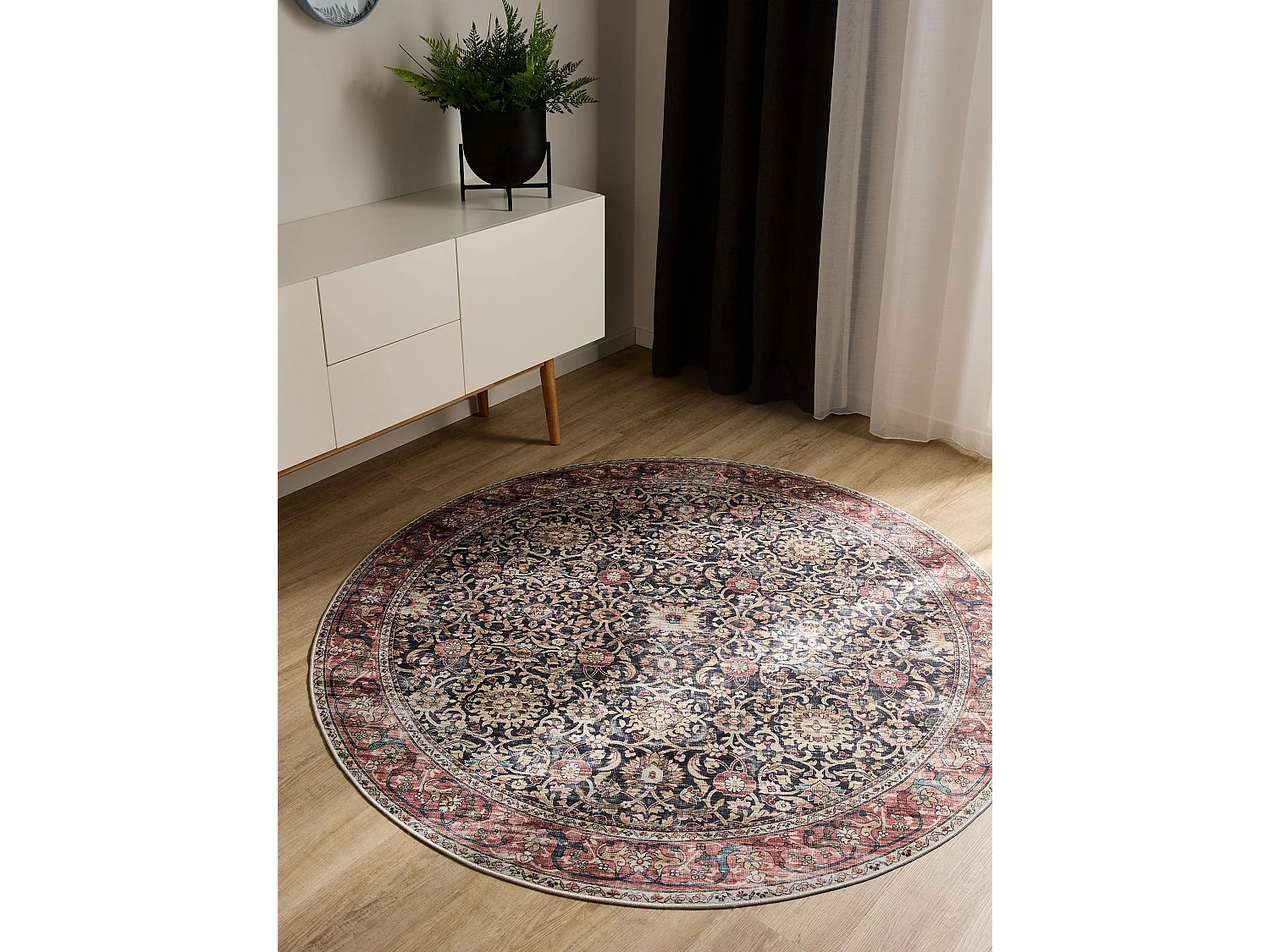 Tapis lavable George Multicouleur/Rouge ø 160 cm rond