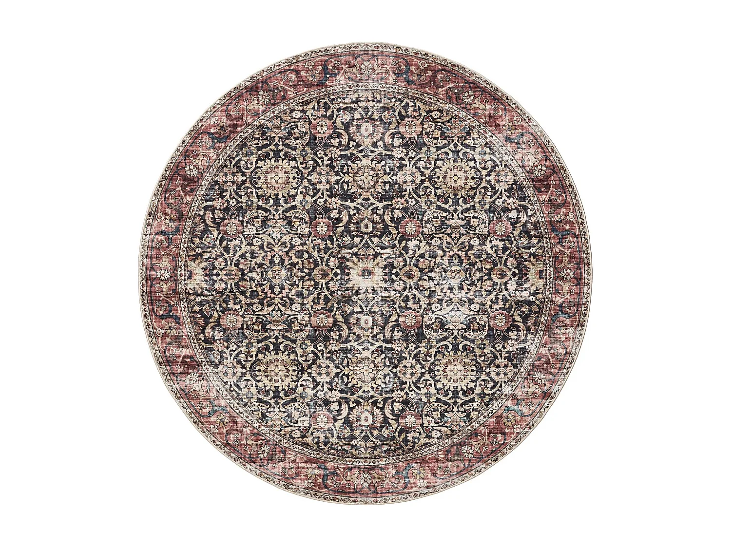 Tapis lavable George Multicouleur/Rouge ø 160 cm rond