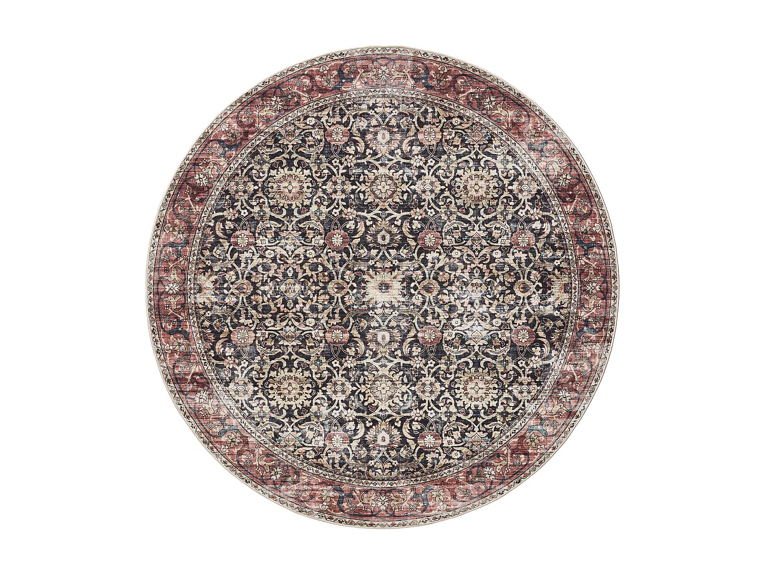 Tapis lavable George Multicouleur/Rouge ø 120 cm rond