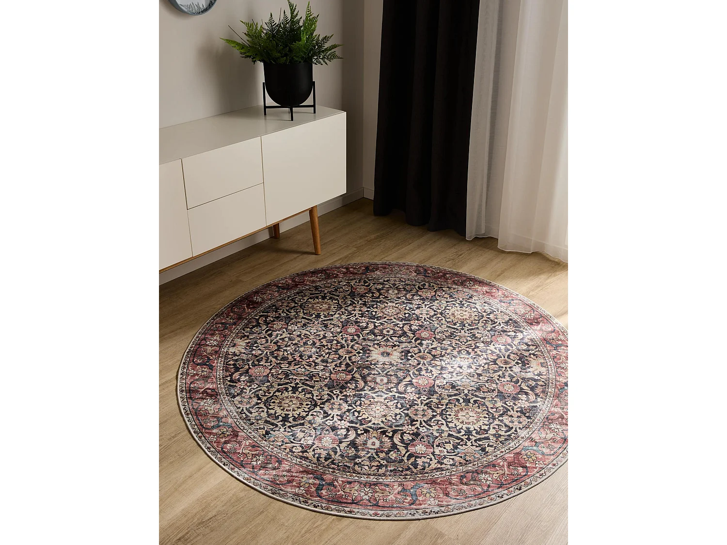 Tapis lavable George Multicouleur/Rouge ø 120 cm rond