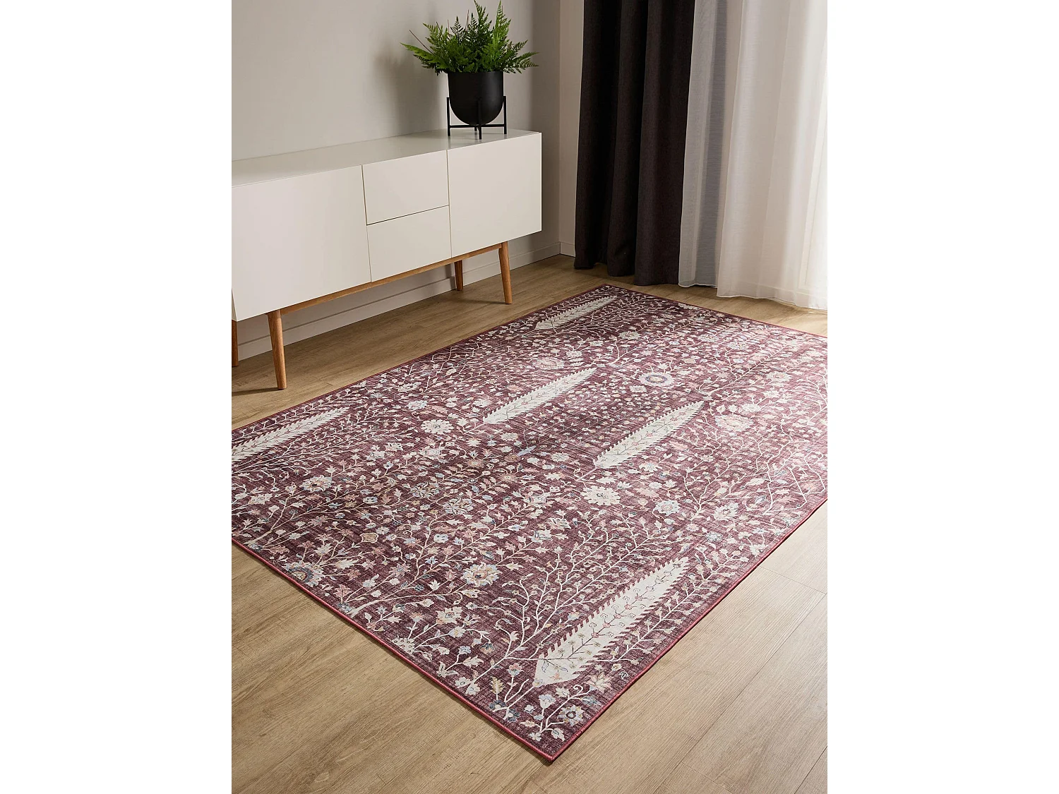 Tapis lavable George Bordeaux 300x400 cm