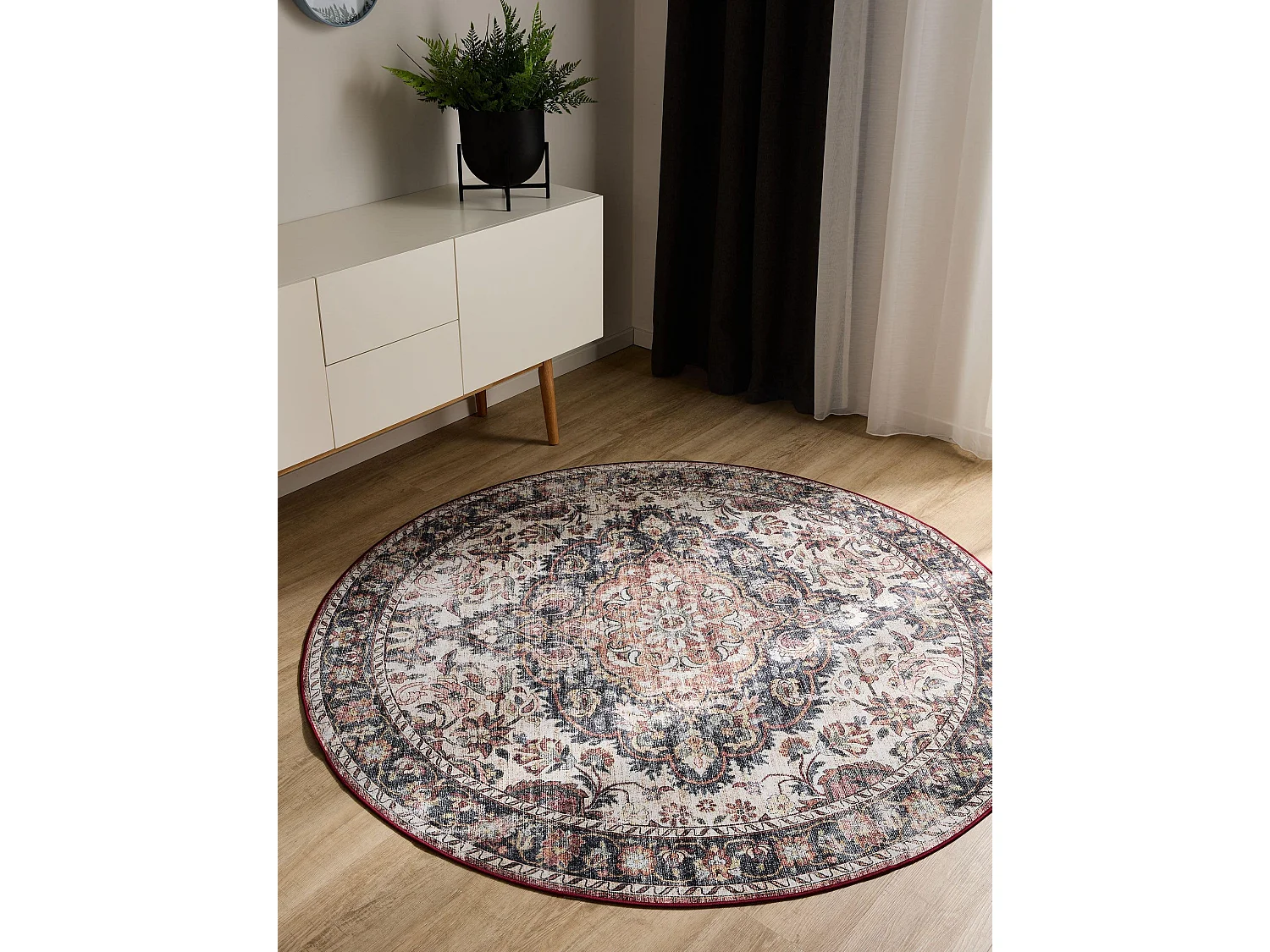 Tapis lavable George Multicouleur/Rouge ø 160 cm rond